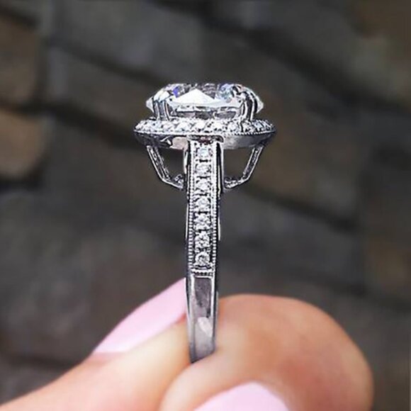 🌸PURE BIG DAINTY MACRO PAVE 925 SILVER PLATED BEAUTIFUL RING FOR WOMEN, L041 - Picture 2 of 4